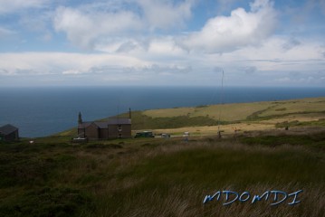 Antennas against the Manx countryside at Eary Cushlin