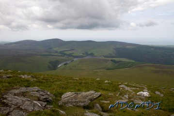 The view towards Tholt-y-Will from the top of the mountain.