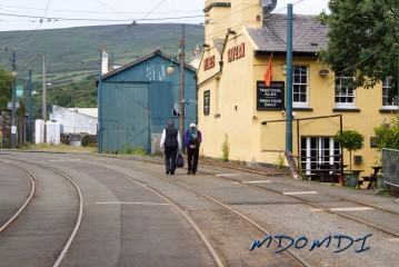 Harry (MD0HEB) and Morgan (MD0DXW) making there way to Browns café in Laxey.