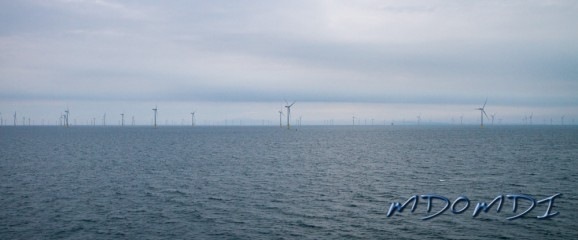View from the Steam Packet boat of the Wind Farm off the coast of the Isle of Man.