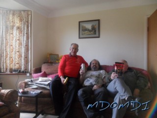 Mike Jones (GD4WBY), James Sawler (MD0MDI) and the one behind 'Nobby's' Nuts is Ralph Furness (GD4IHC) having a relaxing break from the radios.