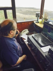 James Sawle (MD0MDI) operating at Scarlett Point, Isle of Man.