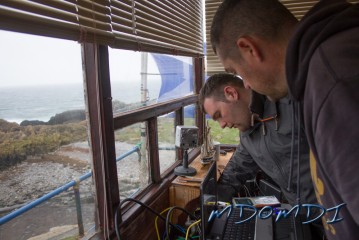 Checking over the cables at Scarlett Point, Isle of Man.