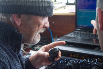 Ronnie Alcote (MD0RLA) on the radio in his second home at Scarlett Point, Isle of Man.