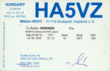 HA5VZ QSL Card