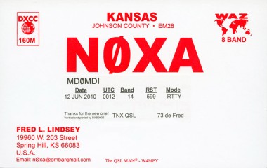 N0XA QSL Card