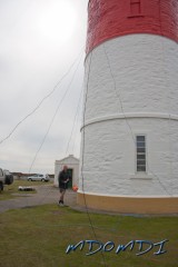 Mike Jones (GD4WBY) setting up the antennas up the lighthouse.
