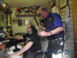 Me (MD0MDI) with our slave driver Mike Jones (GD4WBY) just about to beat us up for lack of contacts