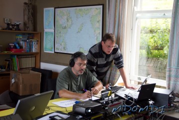 Bernd Bross (DH1SBB) and Claus Bense (DO9BC) checking the radio on the vertical