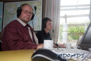 Markus (DO5MZ) looking a little shocked at having a camera stuck in his face, whilst Andreas (DO2TGO) stays all professional on the radio