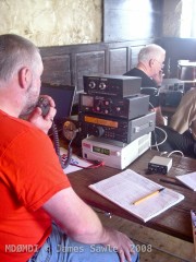 Steve (GD7DUZ) working hard on the radio with John (GD0NFN) in the background doing the same.