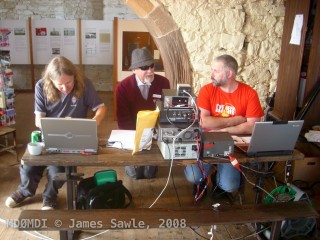 Stuart (GD0OUD) was busy working on the QSL Cards for the event whilst Harry (MD0HEB) chatted with Steve (GD7DUZ) in a break in the traffic