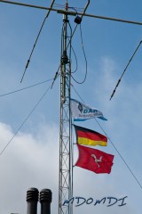A Nice set of flags flying from the tower at Eary Cushlin on the Isle of Man