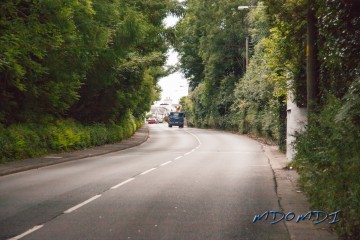 Nearly home as the lorry drives down the road into Laxey