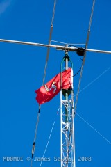 Closeup of the Mosley Beam an the Manx Flag