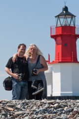 Arrr, isn't this sweet, Rainer (DG5SBKJ) and Sonja standing by 'The Winkie' at the Point of Ayre in the Isle of Man