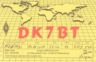 DK7BT QSL Card
