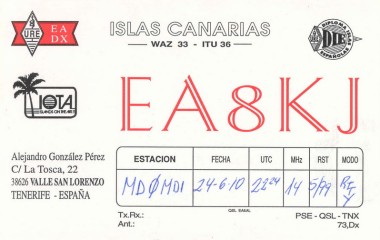 EA8KJ QSL Card