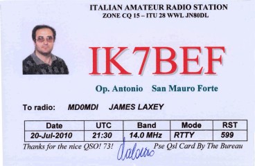 IK7BEF QSL Card