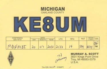 KE8UM QSL Card