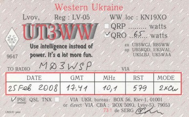 UT3WW QSL Card