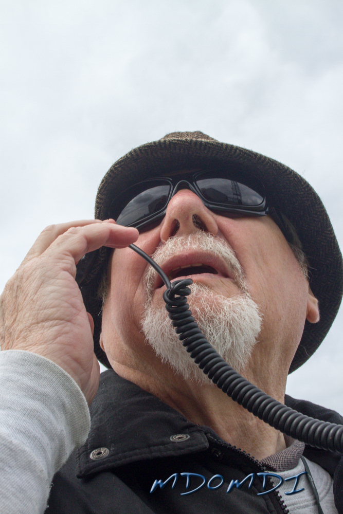 Dark Glasses, Microphone, Hat, Yep that's Harry Blackburn (MD0HEB)! Even with a Hairy Nose he can make a contact!