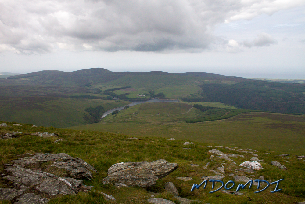 The view towards Tholt-y-Will from the top of the mountain.