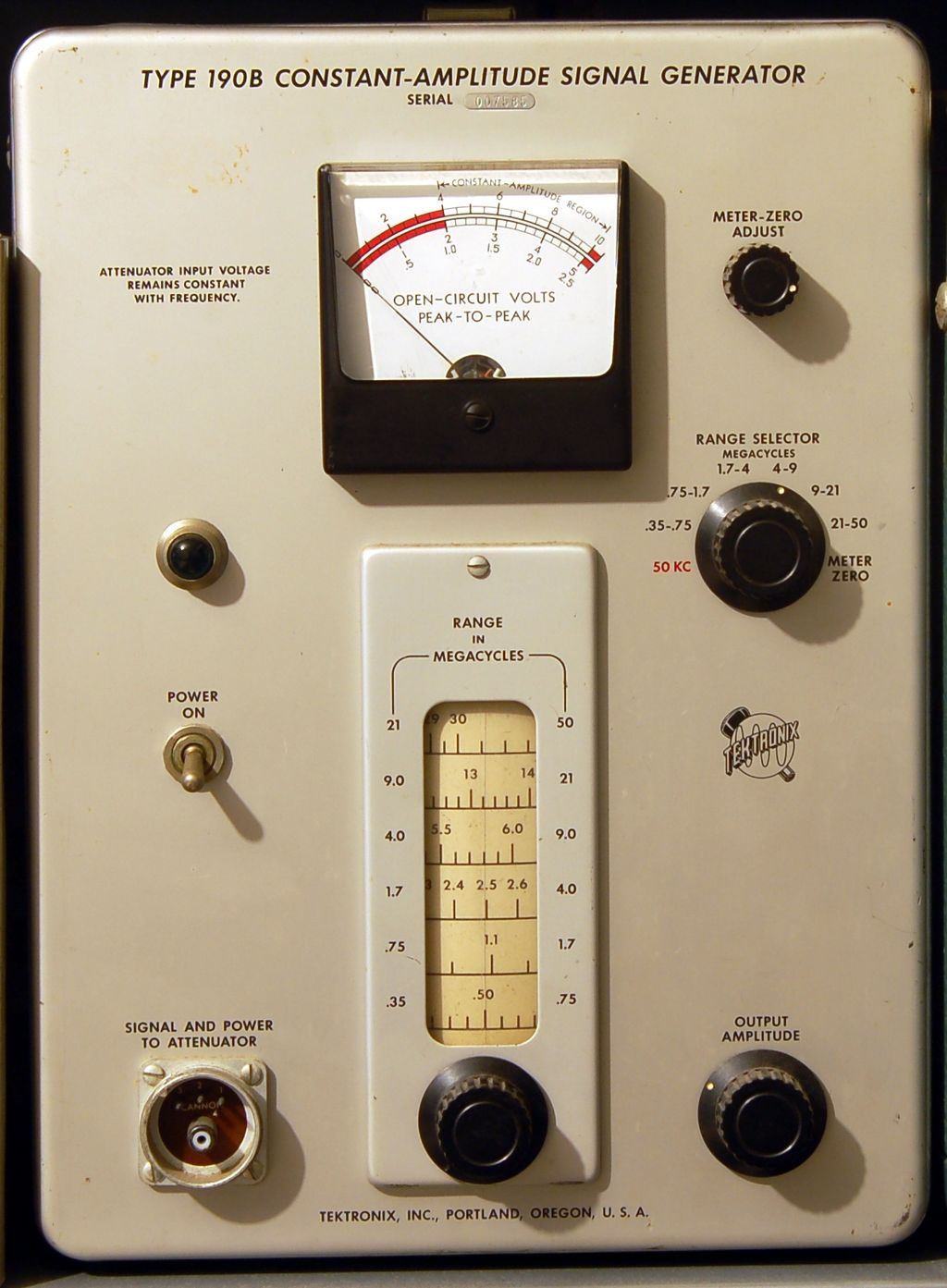 Tektronix Type 190 Constant Amplitude Signal Generator