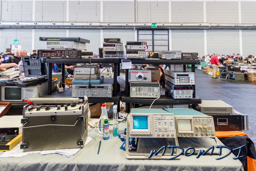 Loads of tables of goodies at the flea market at the Friedrichshafen Ham Radio Show.