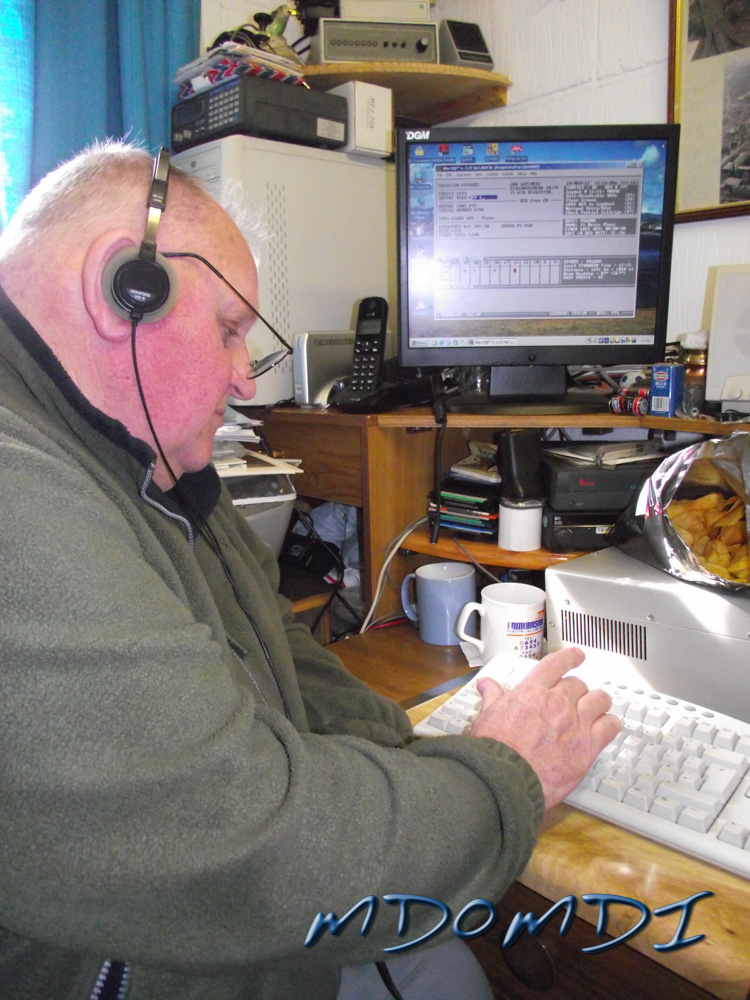 Ralph Furness (GD4IHC) taking a turn Logging for the team.