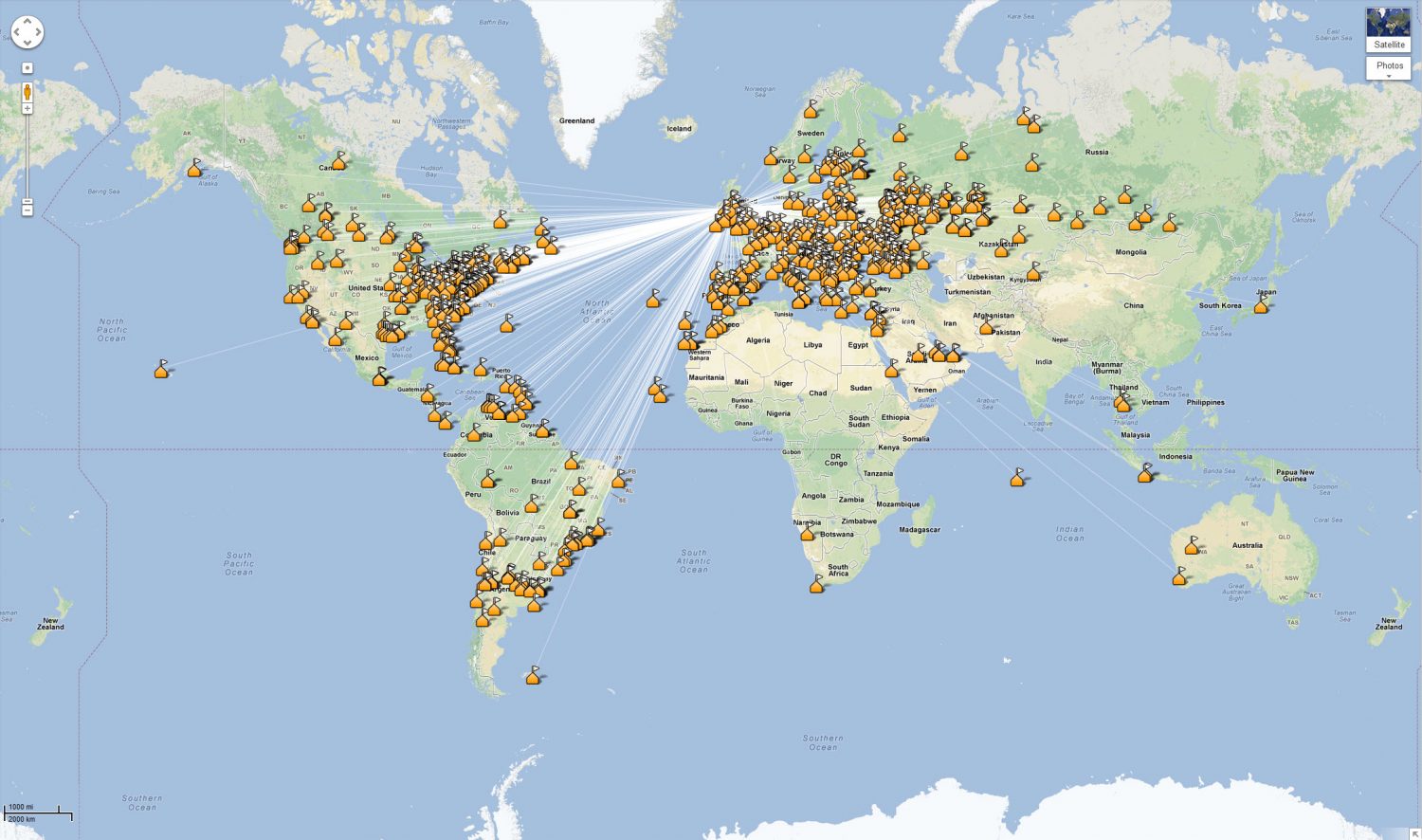 Map of Contacts Made during the CQ-WW-WPX Contest 2013