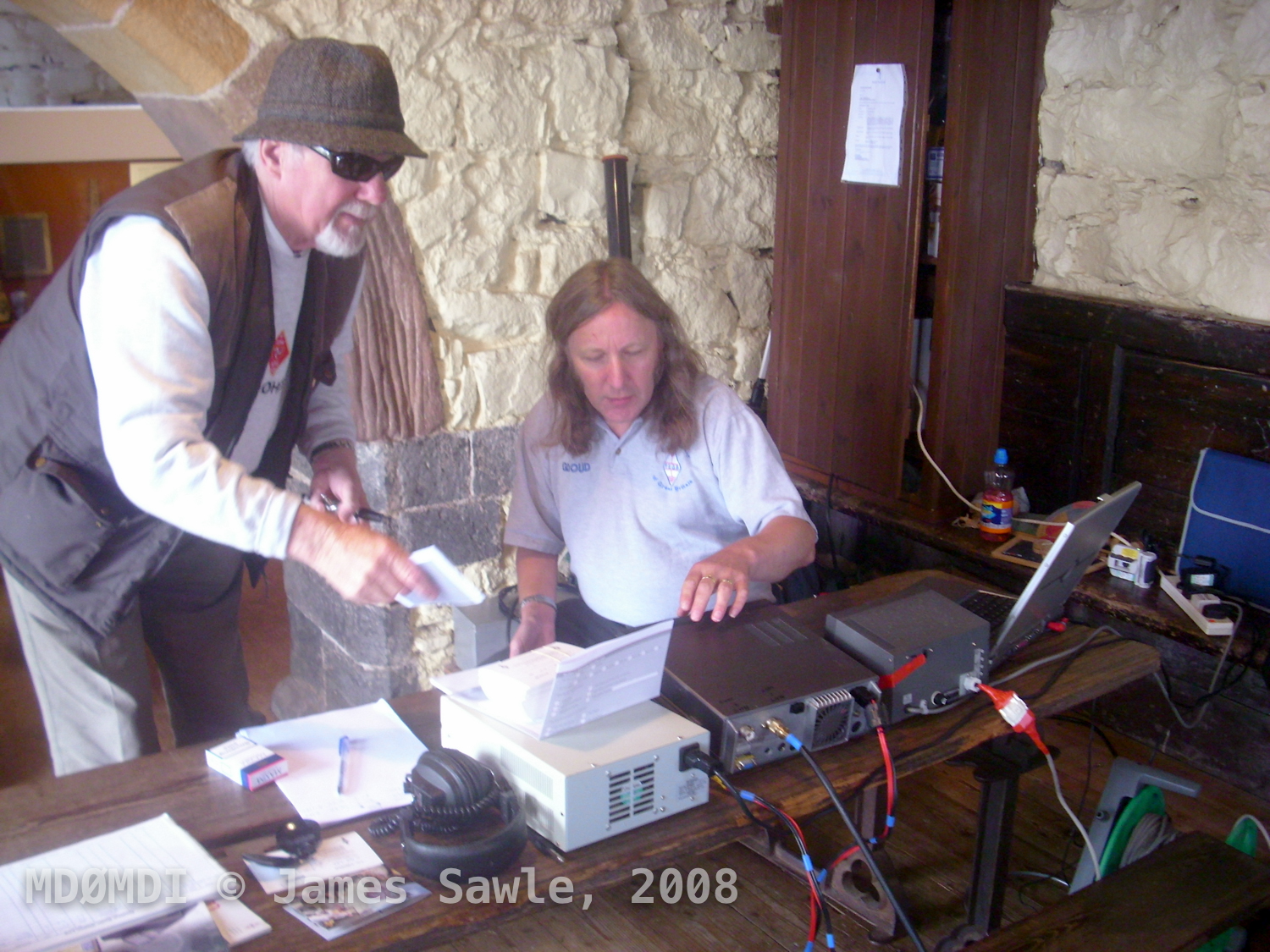 Harry and Stuart making sure that they are up to date with the QSL Cards for the event.