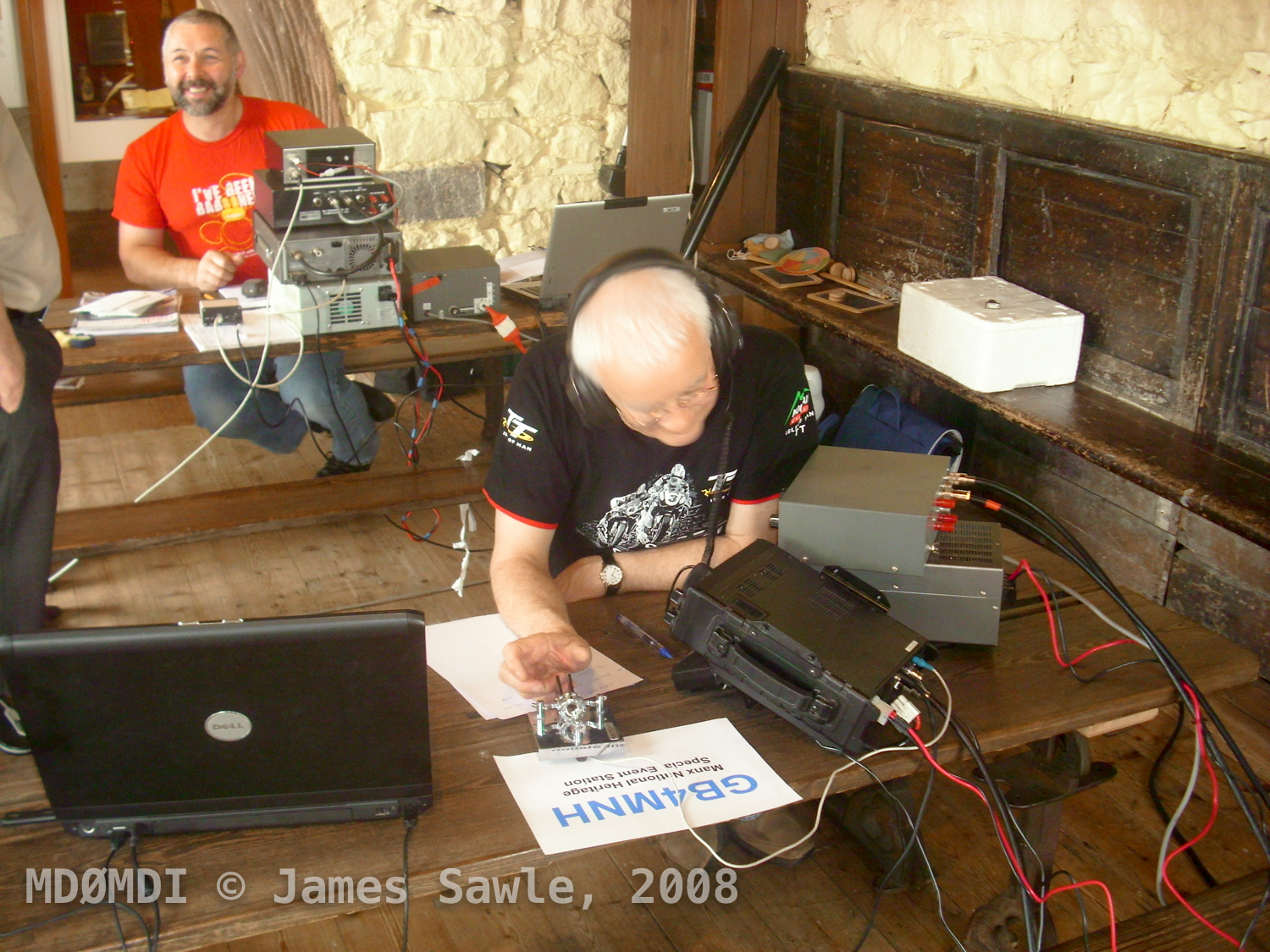 John Butler (GD0NFN) listening hard to the contacts coming through… And more interesting, playing CW!
