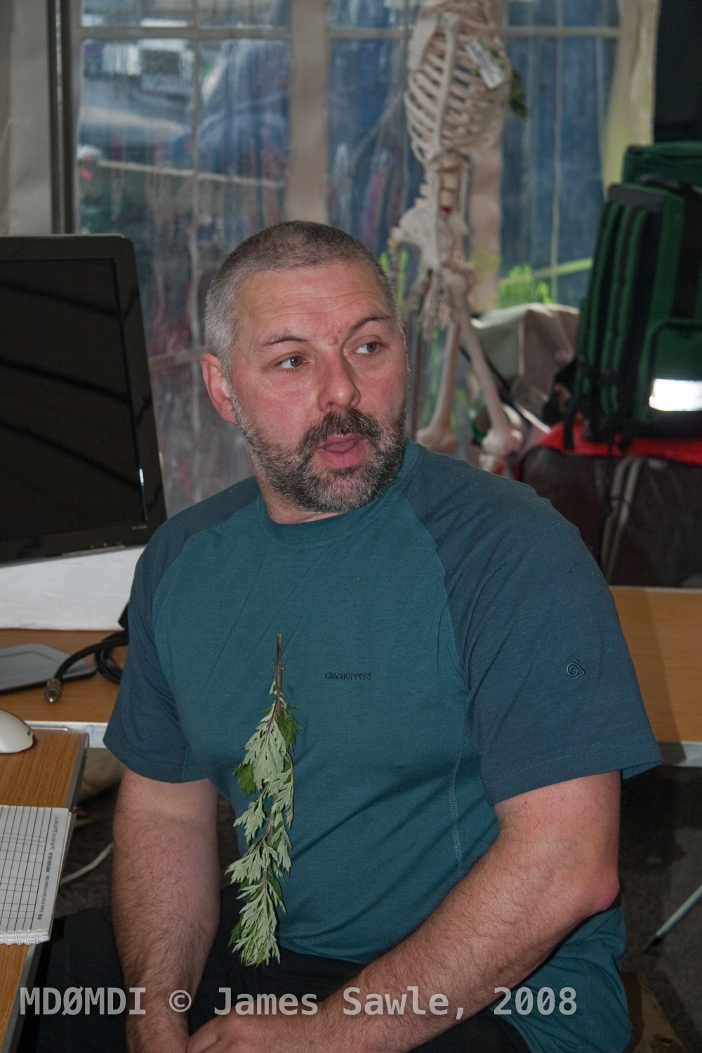 Steve, now relaxed and cleaned up after all the hard work and ready for the public… Weirdly with a plant growing out of his chest (Cannot remember why?)