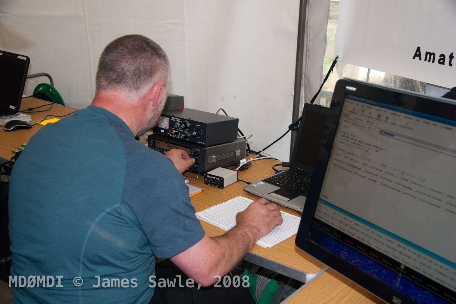Steve Kelly (GD7DUZ) running PSK31 Data Mode during the IOMARS GB5TD Tynwald Day Special Event station.