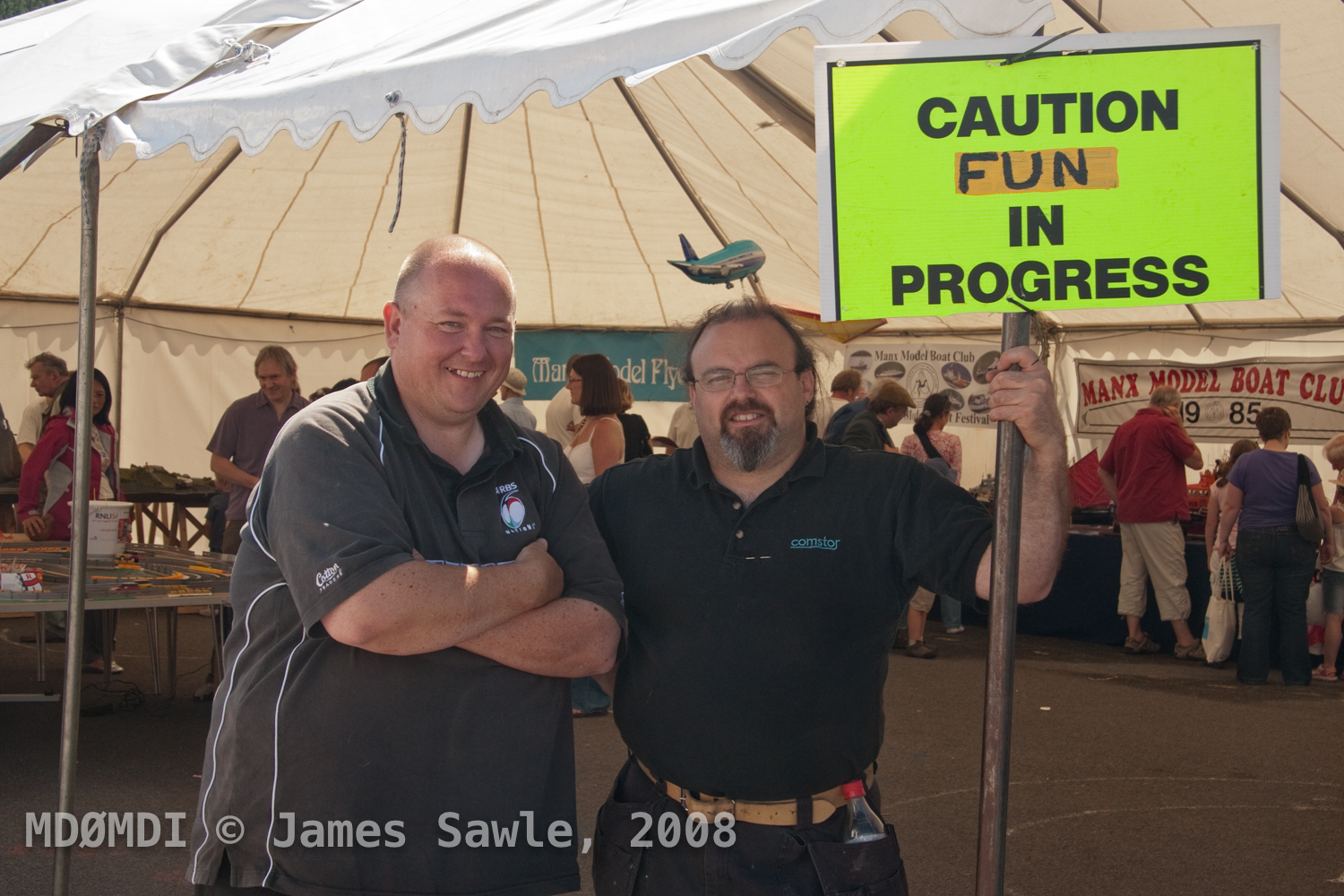 The Ever Happy Dave Cain (2D0YLX) with Me, James Sawle (MD0MDI) having a rest after some hard work.