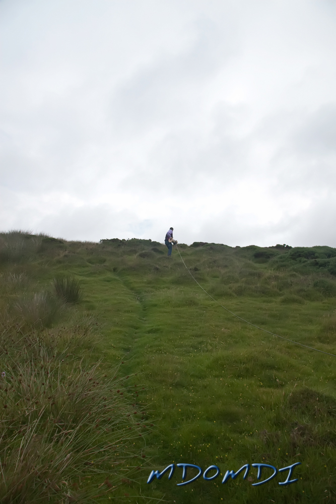 Bernd Bross (DH1SBB) laying out the feeder, they told him to go far, but didn't tell him how far!
