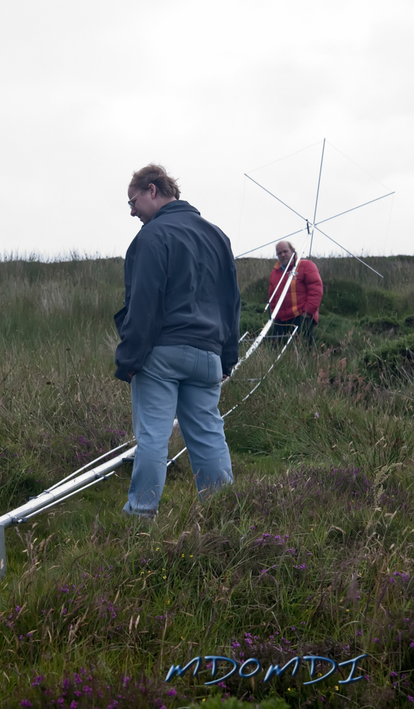 Markus (DO5MZ) looking fondly at the antenna whilst poor old Peter (DL1SPH) has to keep his hand warm in the still cold air.