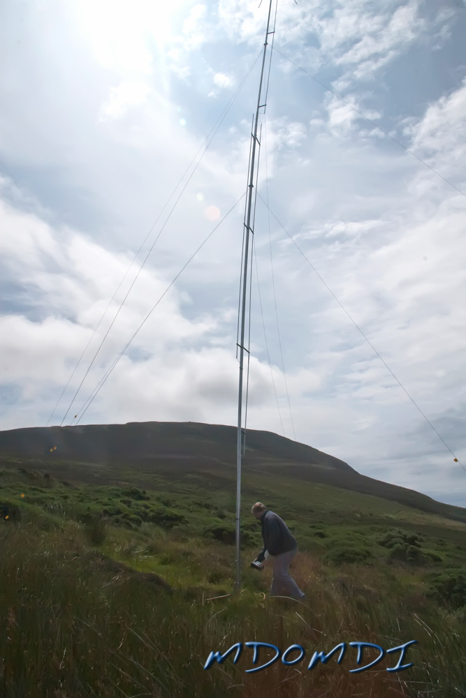 Finally up and guyed with Markus Wagner (DO5MZ) checking the VSWR
