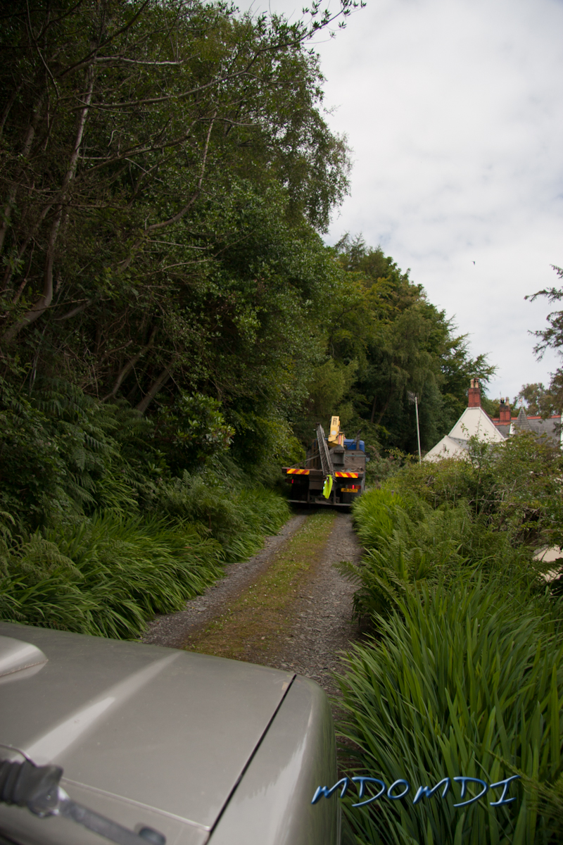 Certainly one of the largest vehicles we have ever had up the lane.