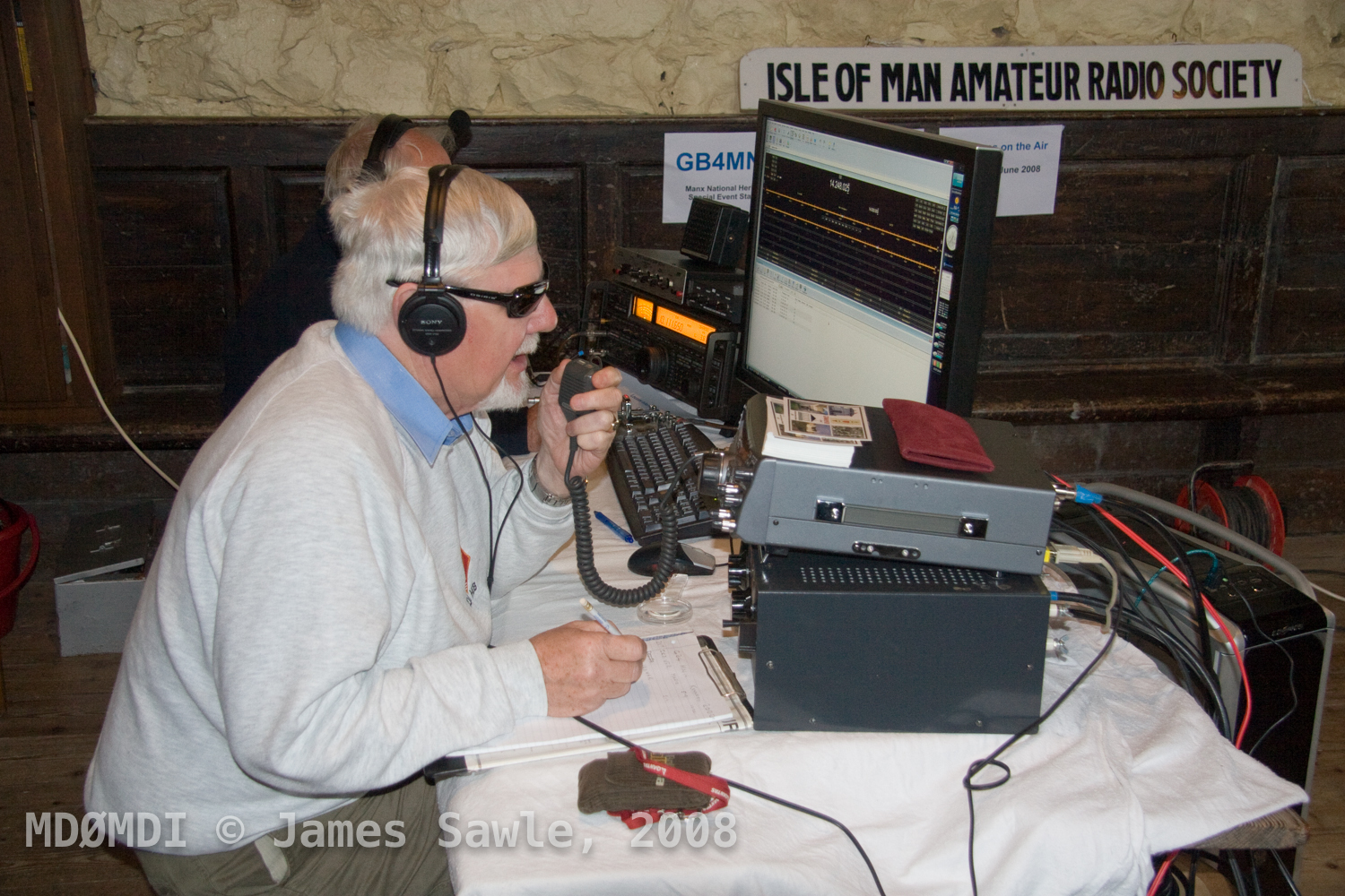 Harry Blackburn (MD0HEB) working a pileup during Museums on the Air from the Old Grammar Scholl in Castletown, Isle of Man
