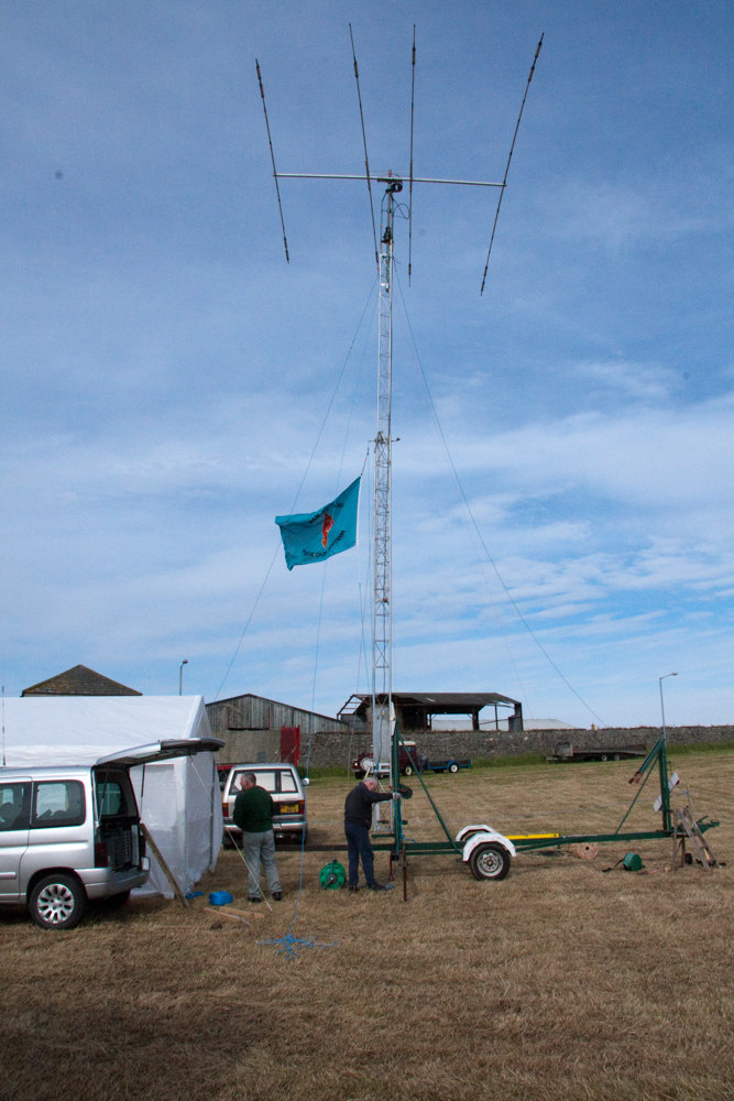 And with Mike Dunning (GD0HYM) doing the honors, the mast was soon up to its full working height.