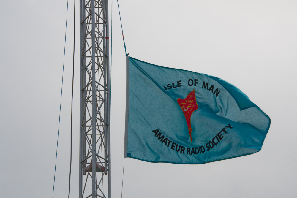 Isle of Man Amateur Radio Society Flag flying over Port St. Mary for Mad Sunday 2009 on the Isle of Man