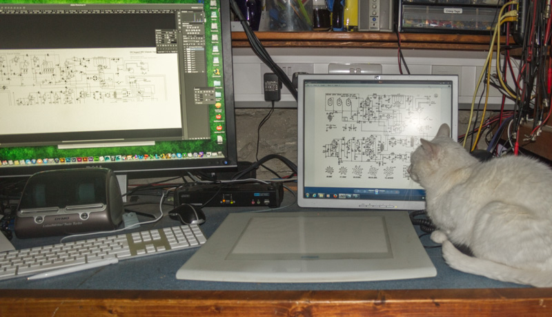 Even Snowey was helping check the schematic diagram of the KW Vanguard