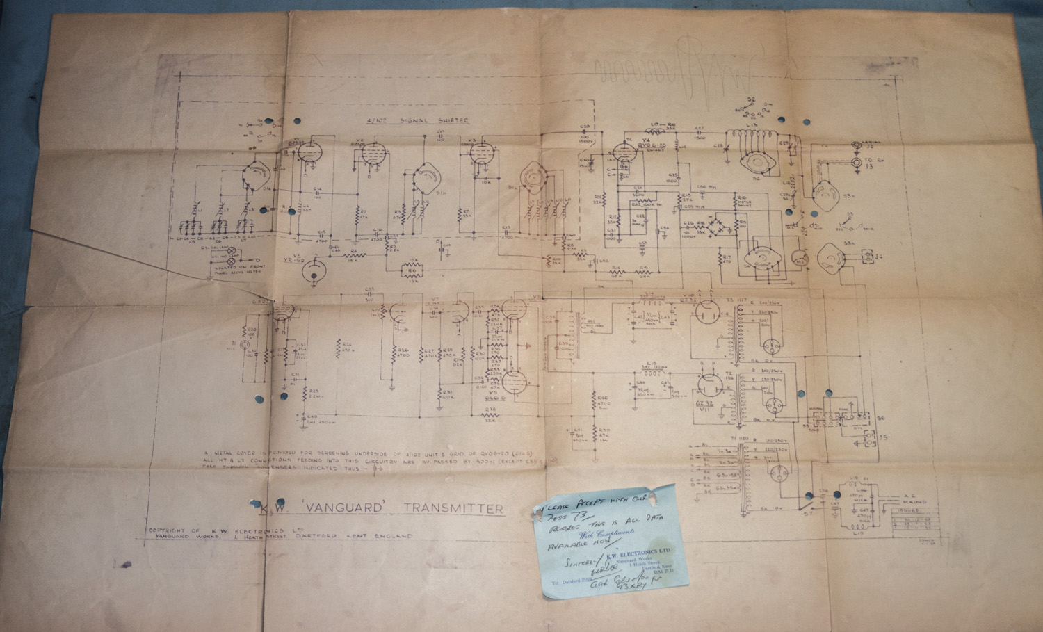 KW Vanguard Original Schematic Diagram supplied by KW Electronics, thanks to Steve Mulligan (G4CBA)