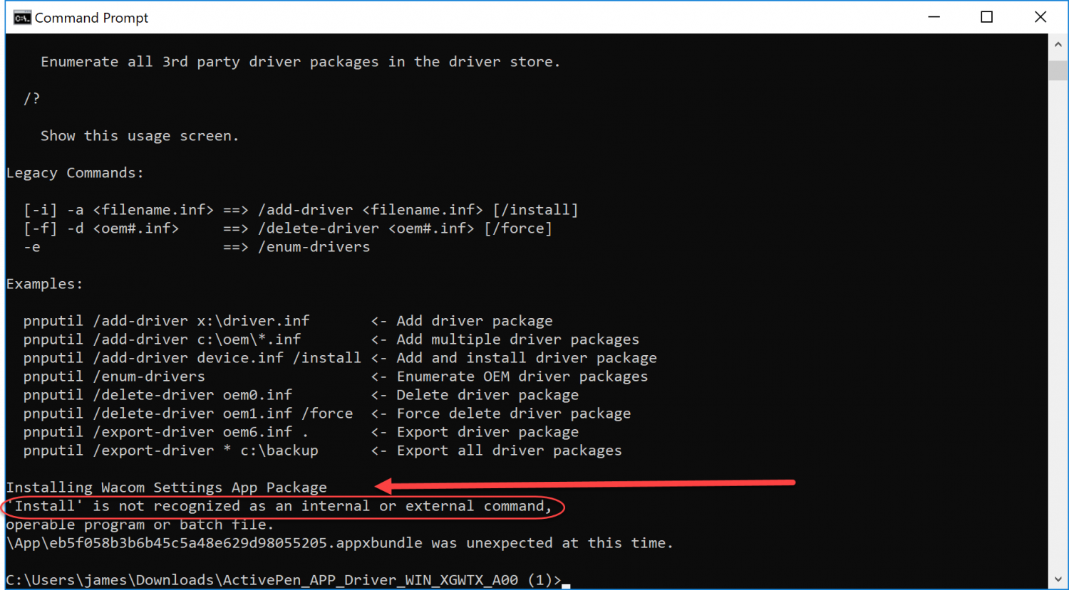 DOS Command Line Error Message