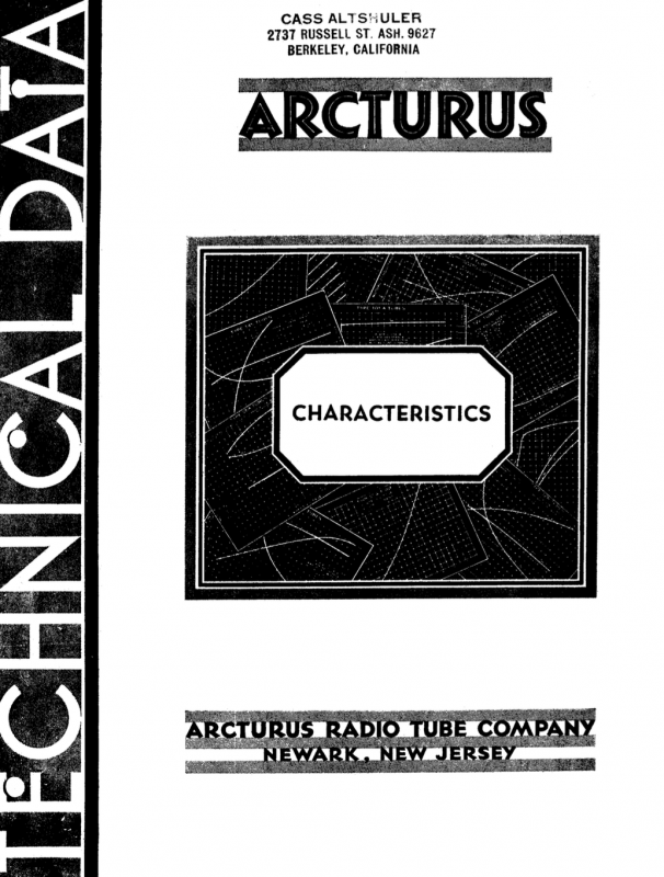 Arcturus Radio Tube Company Catalogue