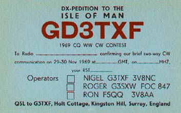 GD3TXF QSL Card from 1969
