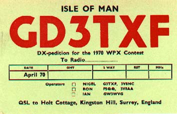 GD3TXF QSL Card from 1970