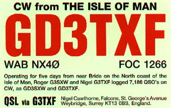 GD3TXF QSL Card from 1990